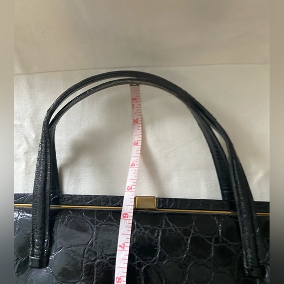Vintage Deauville Black Crocodile Skin Leather Handbag With Two Handles - Picture 10 of 16